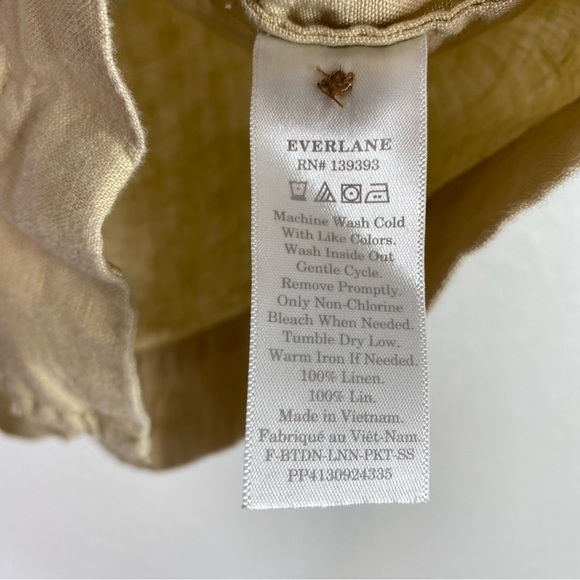 Everlane Warm Khaki Tan The Linen Workwear Shirt Blouse - Picture 7 of 8